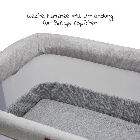 ABC Design Beistellbett und Stubenwagen Sari - inkl. Matratze und Zubehör - Heart