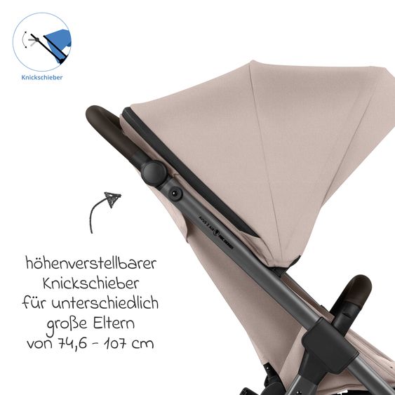 ABC Design Passeggino e carrozzina Avus 2 Air con ruote ad aria, piegatura con una mano e maniglione regolabile in altezza - Camel