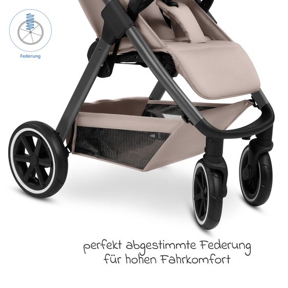 ABC Design Passeggino e carrozzina Avus 2 Air con ruote ad aria, piegatura con una mano e maniglione regolabile in altezza - Camel