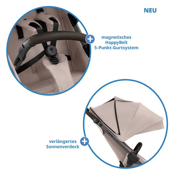 ABC Design Passeggino e carrozzina Avus 2 Air con ruote ad aria, piegatura con una mano e maniglione regolabile in altezza - Camel