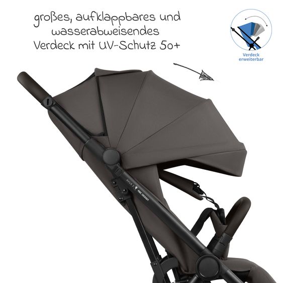 ABC Design Passeggino Leggero & Sportivo Avus 3 fino a 22 kg caricabile con piegatura a una mano & posizione sdraiata incl. pacchetto di protezione - Noce