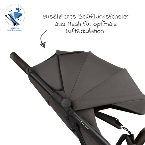 ABC Design Passeggino Leggero & Sportivo Avus 3 fino a 22 kg caricabile con piegatura a una mano & posizione sdraiata incl. pacchetto di protezione - Noce