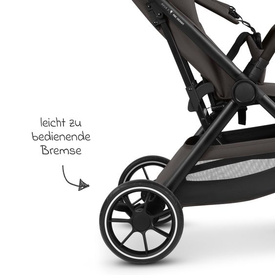 ABC Design Passeggino Leggero & Sportivo Avus 3 fino a 22 kg caricabile con piegatura a una mano & posizione sdraiata incl. pacchetto di protezione - Noce
