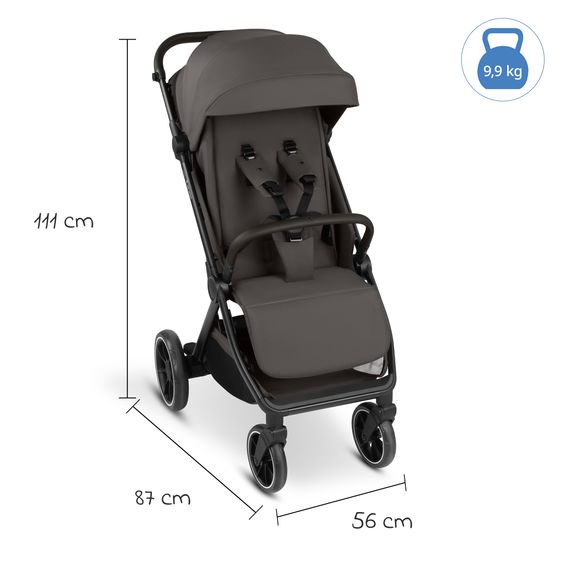 ABC Design Passeggino Leggero & Sportivo Avus 3 fino a 22 kg caricabile con piegatura a una mano & posizione sdraiata incl. pacchetto di protezione - Noce
