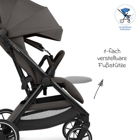 ABC Design Passeggino Leggero & Sportivo Avus 3 fino a 22 kg caricabile con piegatura a una mano & posizione sdraiata incl. pacchetto di protezione - Noce