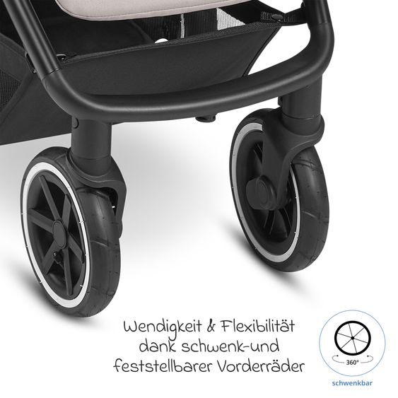 ABC Design Buggy & Sportwagen Avus Air inkl. Reboarder Pearl Pro 2 - mit Lufträdern, Einhand-Faltung und höhenverstellbarem Schieber (bis 25 kg belastbar) - Powder