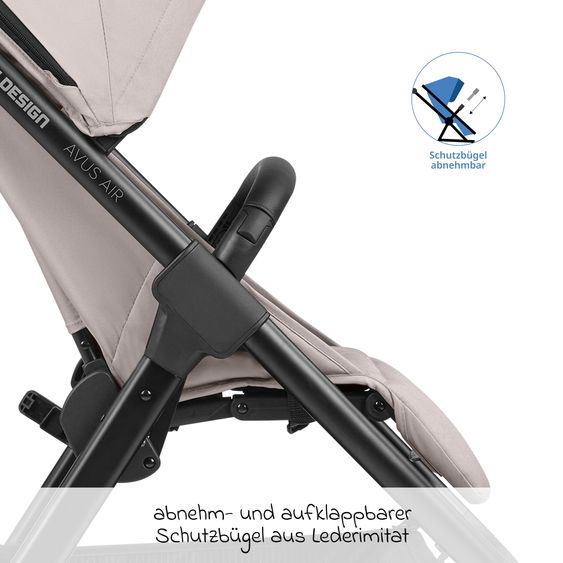 ABC Design Buggy & Sportwagen Avus Air inkl. Reboarder Pearl Pro 2 - mit Lufträdern, Einhand-Faltung und höhenverstellbarem Schieber (bis 25 kg belastbar) - Powder