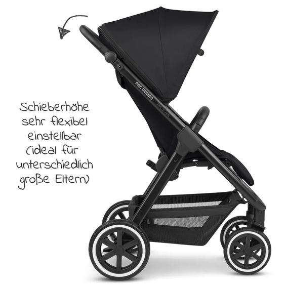 ABC Design Buggy & Sportwagen Avus Air mit Lufträder - Einhand-Faltung und höhenverstellbarem Schieber (bis 25 kg belastbar) inkl. Getränkehalter & Regenschutz - Ink