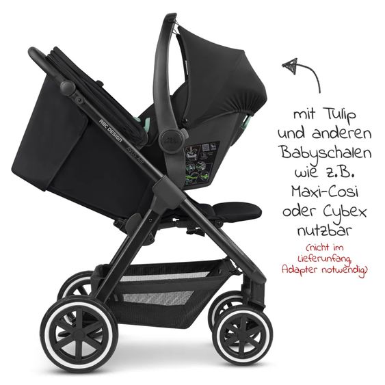 ABC Design Buggy & Sportwagen Avus Air mit Lufträder - Einhand-Faltung und höhenverstellbarem Schieber (bis 25 kg belastbar) inkl. Getränkehalter & Regenschutz - Ink