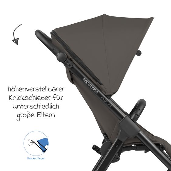 ABC Design Buggy & Sportwagen Avus Air mit Lufträdern - Einhand-Faltung und höhenverstellbarem Schieber (bis 25 kg belastbar) - Cloud