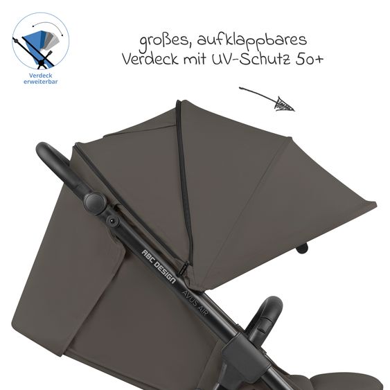 ABC Design Buggy & Sportwagen Avus Air mit Lufträdern - Einhand-Faltung und höhenverstellbarem Schieber (bis 25 kg belastbar) - Cloud