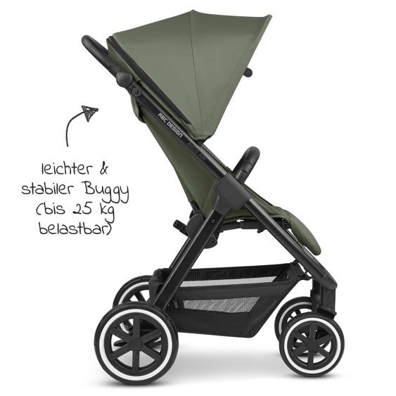 ABC Design Buggy & Sportwagen Avus Air mit Lufträdern - Einhand-Faltung und höhenverstellbarem Schieber (bis 25 kg belastbar) - Olive