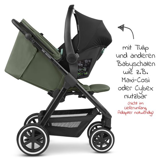 ABC Design Buggy & Sportwagen Avus Air mit Lufträdern - Einhand-Faltung und höhenverstellbarem Schieber (bis 25 kg belastbar) - Olive