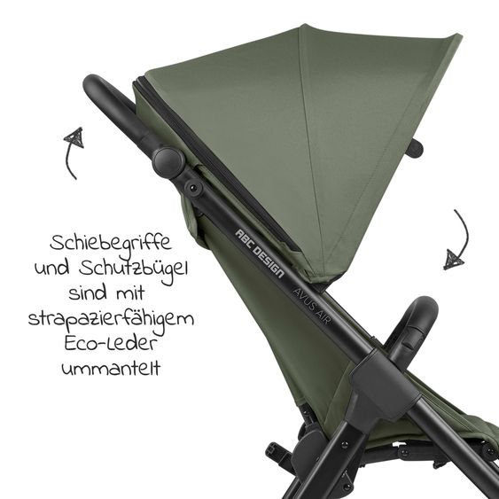 ABC Design Buggy & Sportwagen Avus Air mit Lufträdern - Einhand-Faltung und höhenverstellbarem Schieber (bis 25 kg belastbar) - Olive