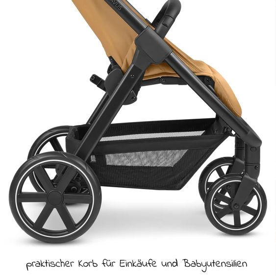 ABC Design Buggy & Sportwagen Avus inkl. Autositz Pebble Pro mit Einhand-Faltung und höhenverstellbarem Schieber (bis 25 kg belastbar) - Honey