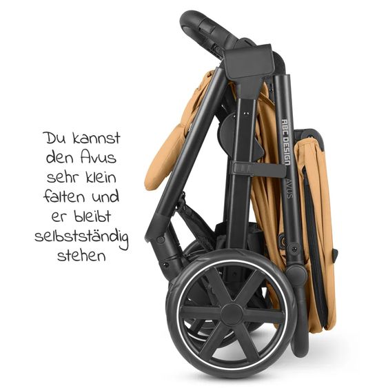 ABC Design Buggy & Sportwagen Avus inkl. Autositz Pebble Pro mit Einhand-Faltung und höhenverstellbarem Schieber (bis 25 kg belastbar) - Honey