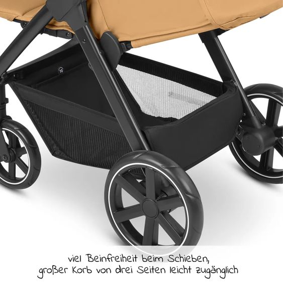 ABC Design Buggy & Sportwagen Avus inkl. Autositz Pebble Pro mit Einhand-Faltung und höhenverstellbarem Schieber (bis 25 kg belastbar) - Honey