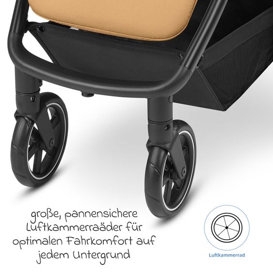 ABC Design Buggy & Sportwagen Avus inkl. Reboarder Pearl Pro 2 - mit Einhand-Faltung und höhenverstellbarem Schieber (bis 25 kg belastbar) - Honey