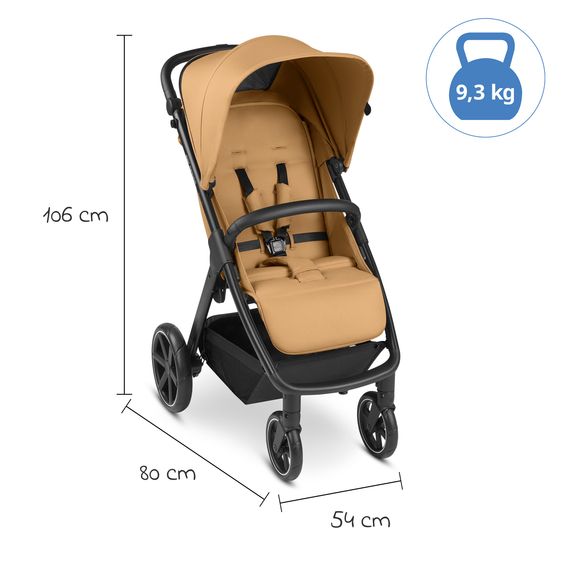 ABC Design Buggy & Sportwagen Avus inkl. Reboarder Pearl Pro 2 - mit Einhand-Faltung und höhenverstellbarem Schieber (bis 25 kg belastbar) - Honey