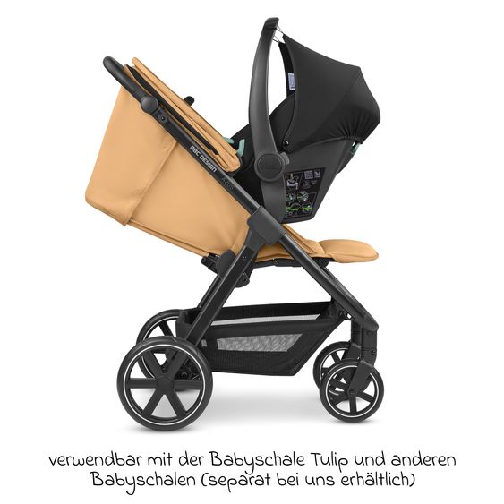 ABC Design Buggy & Sportwagen Avus inkl. Reboarder Pearl Pro 2 - mit Einhand-Faltung und höhenverstellbarem Schieber (bis 25 kg belastbar) - Honey