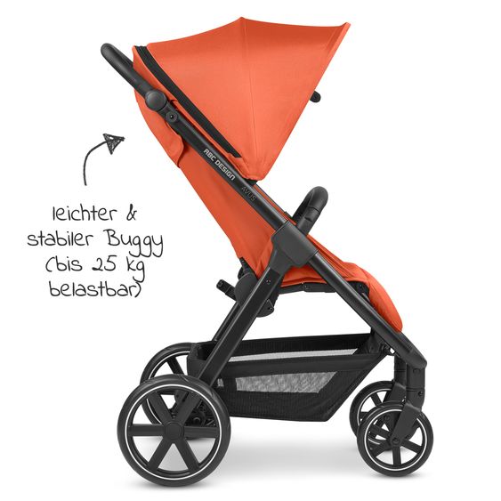 ABC Design Buggy & Sportwagen Avus mit Einhand-Faltung und höhenverstellbarem Schieber (bis 25 kg belastbar) - Carrot