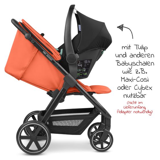 ABC Design Buggy & Sportwagen Avus mit Einhand-Faltung und höhenverstellbarem Schieber (bis 25 kg belastbar) - Carrot