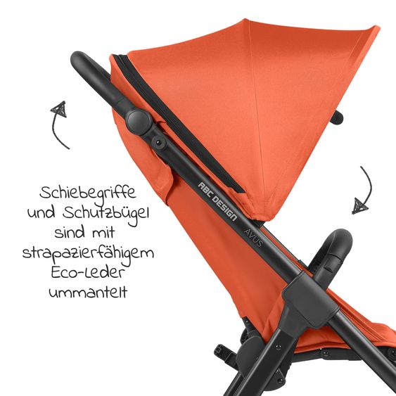 ABC Design Buggy & Sportwagen Avus mit Einhand-Faltung und höhenverstellbarem Schieber (bis 25 kg belastbar) - Carrot