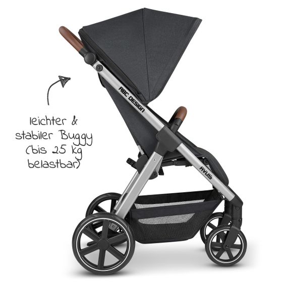 ABC Design Buggy & Sportwagen Avus mit Einhand-Faltung und höhenverstellbarem Schieber (bis 25 kg belastbar) - Storm