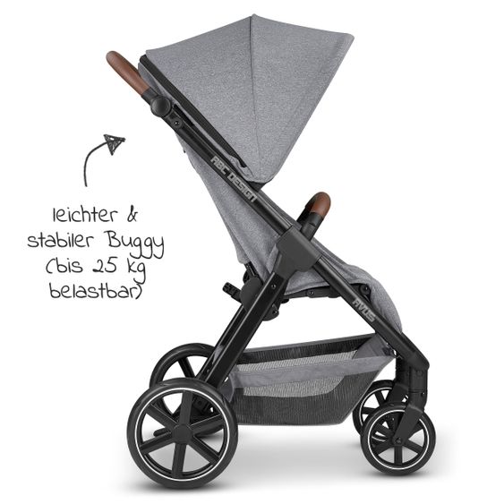 ABC Design Buggy & Sportwagen Avus mit Einhand-Faltung und höhenverstellbarem Schieber (bis 25 kg belastbar) - Tin