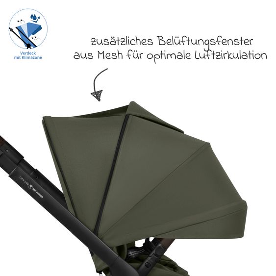 ABC Design Buggy & Sportwagen City Life bis 22 kg belastbar mit wendbarer Sitzeinheit, Teleskopschiebr, Liegeposition & Einkaufskorb für 10 kg - Avocado