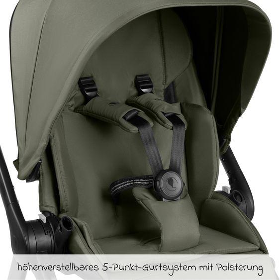 ABC Design Buggy & Sport Stroller City Life up to 22 kg load with reversible seat unit, telescopic push handle, reclining position & shopping basket for 10 kg incl. protection package - Avocado