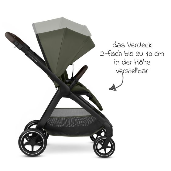 ABC Design Buggy & Sport Stroller City Life up to 22 kg load with reversible seat unit, telescopic push handle, reclining position & shopping basket for 10 kg incl. protection package - Avocado
