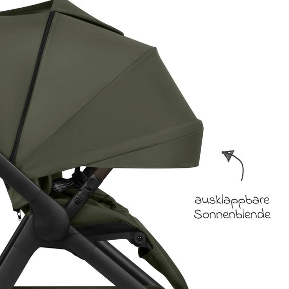 ABC Design Buggy & Sport Stroller City Life up to 22 kg load with reversible seat unit, telescopic push handle, reclining position & shopping basket for 10 kg incl. protection package - Avocado