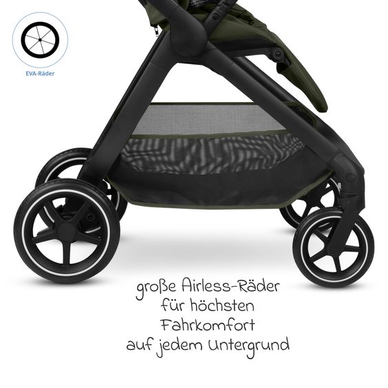 ABC Design Buggy & Sport Stroller City Life up to 22 kg load with reversible seat unit, telescopic push handle, reclining position & shopping basket for 10 kg incl. protection package - Avocado
