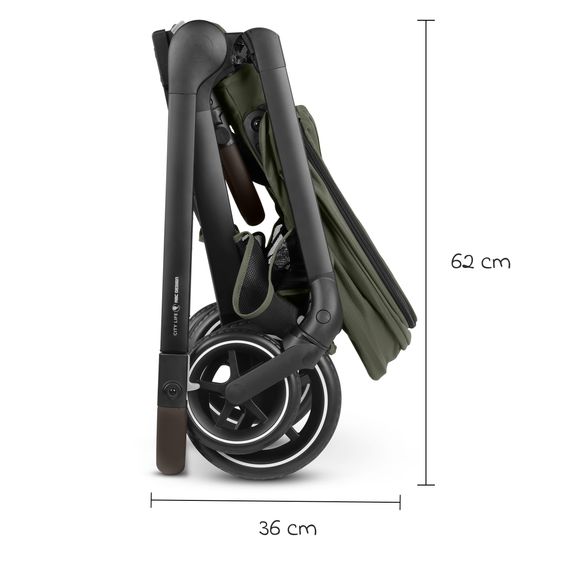 ABC Design Buggy & Sport Stroller City Life up to 22 kg load with reversible seat unit, telescopic push handle, reclining position & shopping basket for 10 kg incl. protection package - Avocado