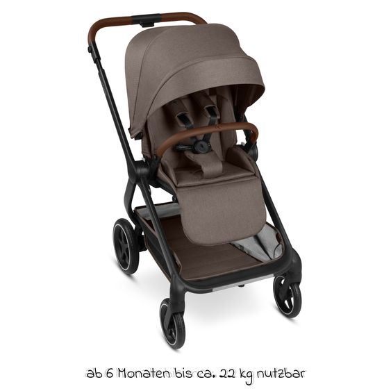 ABC Design Passeggino Leggero & Sportivo City Life fino a 22 kg con seduta reversibile, maniglione telescopico, posizione sdraiata e cestino portaoggetti da 10 kg incl. pacchetto protezione - Nature