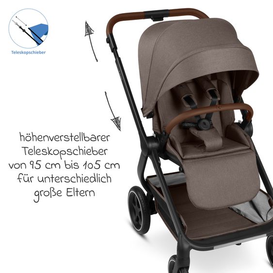 ABC Design Passeggino Leggero & Sportivo City Life fino a 22 kg con seduta reversibile, maniglione telescopico, posizione sdraiata e cestino portaoggetti da 10 kg incl. pacchetto protezione - Nature