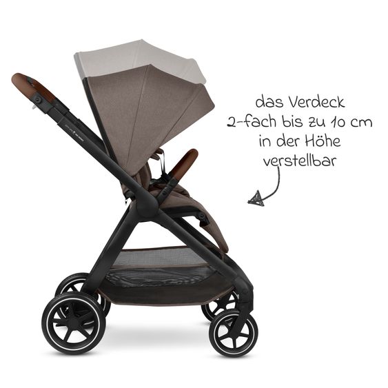 ABC Design Passeggino Leggero & Sportivo City Life fino a 22 kg con seduta reversibile, maniglione telescopico, posizione sdraiata e cestino portaoggetti da 10 kg incl. pacchetto protezione - Nature