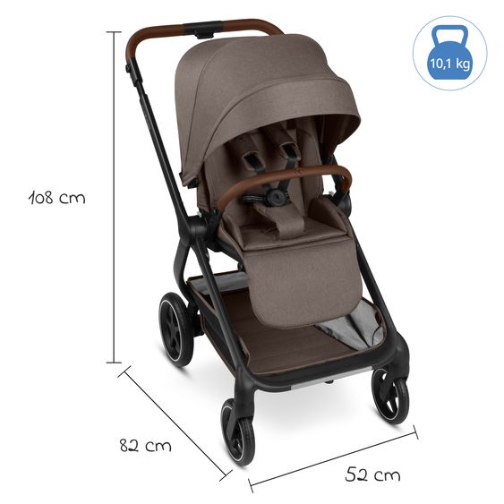 ABC Design Passeggino Leggero & Sportivo City Life fino a 22 kg con seduta reversibile, maniglione telescopico, posizione sdraiata e cestino portaoggetti da 10 kg incl. pacchetto protezione - Nature