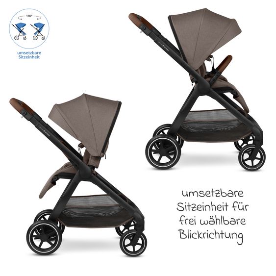 ABC Design Passeggino Leggero & Sportivo City Life fino a 22 kg con seduta reversibile, maniglione telescopico, posizione sdraiata e cestino portaoggetti da 10 kg incl. pacchetto protezione - Nature