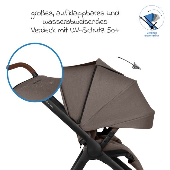 ABC Design Buggy & Sportwagen City Life bis 22 kg belastbar mit wendbarer Sitzeinheit, Teleskopschiebr, Liegeposition & Einkaufskorb für 10 kg - Nature