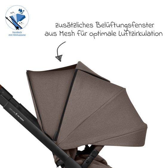 ABC Design Buggy & Sportwagen City Life bis 22 kg belastbar mit wendbarer Sitzeinheit, Teleskopschiebr, Liegeposition & Einkaufskorb für 10 kg - Nature