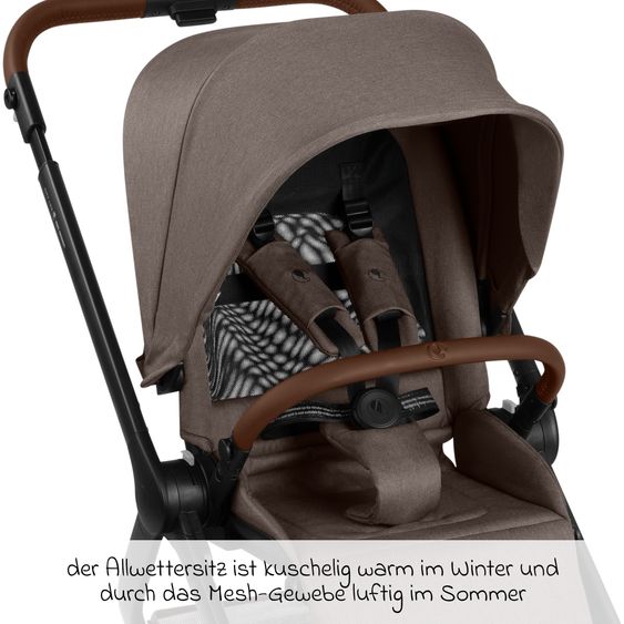 ABC Design Buggy & Sportwagen City Life bis 22 kg belastbar mit wendbarer Sitzeinheit, Teleskopschiebr, Liegeposition & Einkaufskorb für 10 kg - Nature