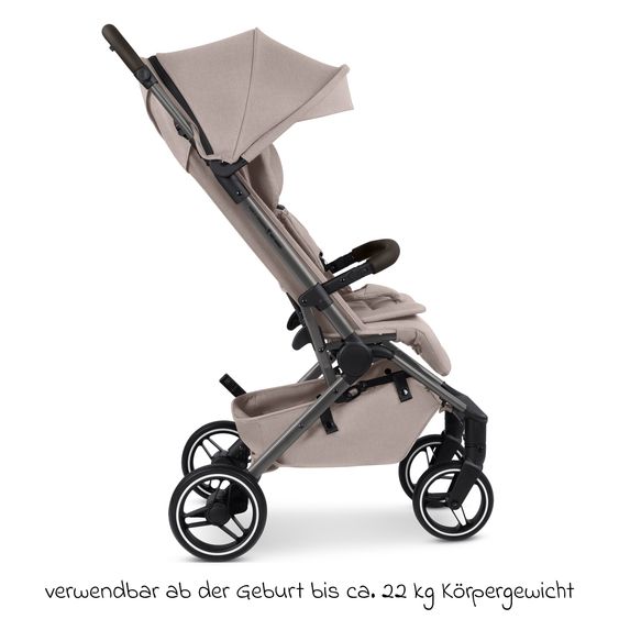 ABC Design Buggy & pushchair Ping 3 Trekking up to 22 kg with flat reclining position incl. seat insert, carry bag & shoulder strap - Pure - Camel