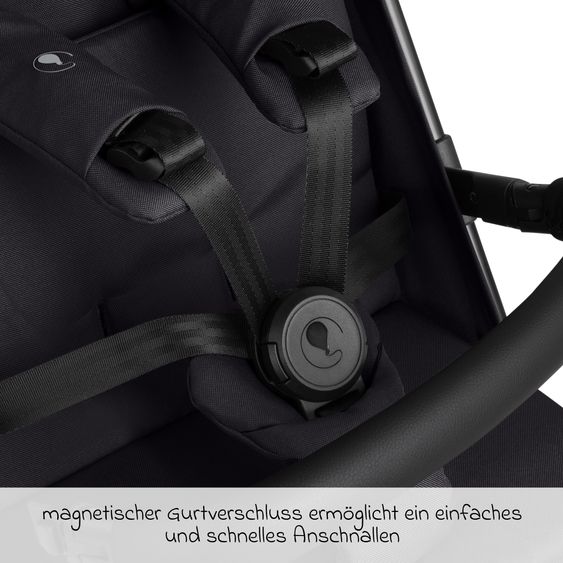 ABC Design Buggy & Sportwagen Ping 3 Trekking bis 22 kg mit flacher Liegeposition inkl. Sitzeinlage, Transporttasche & Tragegurt - Pure - Coal