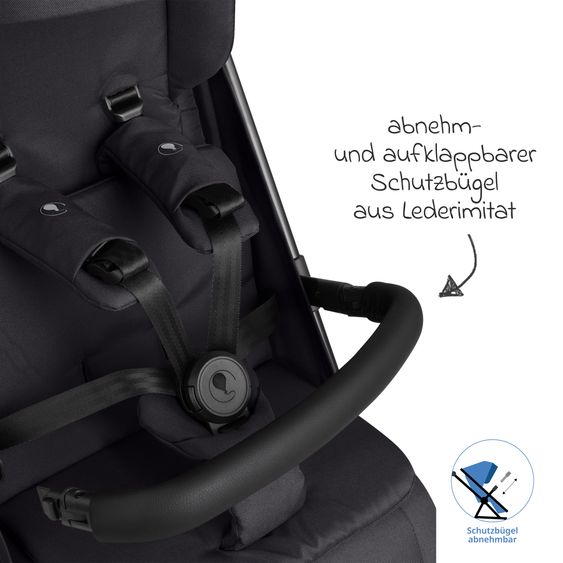 ABC Design Buggy & Sportwagen Ping 3 Trekking bis 22 kg mit flacher Liegeposition inkl. Sitzeinlage, Transporttasche & Tragegurt - Pure - Coal