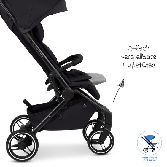 ABC Design Buggy & Sportwagen Ping 3 Trekking bis 22 kg mit flacher Liegeposition inkl. Sitzeinlage, Transporttasche & Tragegurt - Pure - Coal