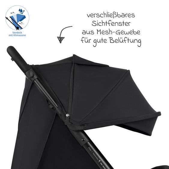 ABC Design Buggy & Sportwagen Ping 3 Trekking bis 22 kg mit flacher Liegeposition inkl. Sitzeinlage, Transporttasche & Tragegurt - Pure - Coal