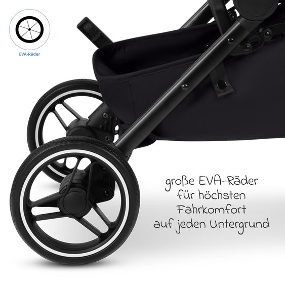 ABC Design Buggy & Sportwagen Ping 3 Trekking bis 22 kg mit flacher Liegeposition inkl. Sitzeinlage, Transporttasche & Tragegurt - Pure - Coal