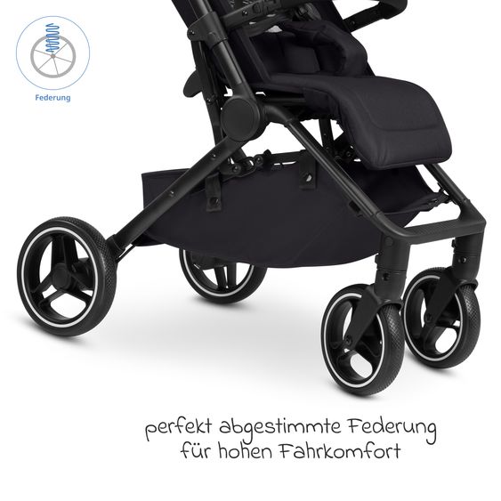 ABC Design Buggy & Sportwagen Ping 3 Trekking bis 22 kg mit flacher Liegeposition inkl. Sitzeinlage, Transporttasche & Tragegurt - Pure - Coal